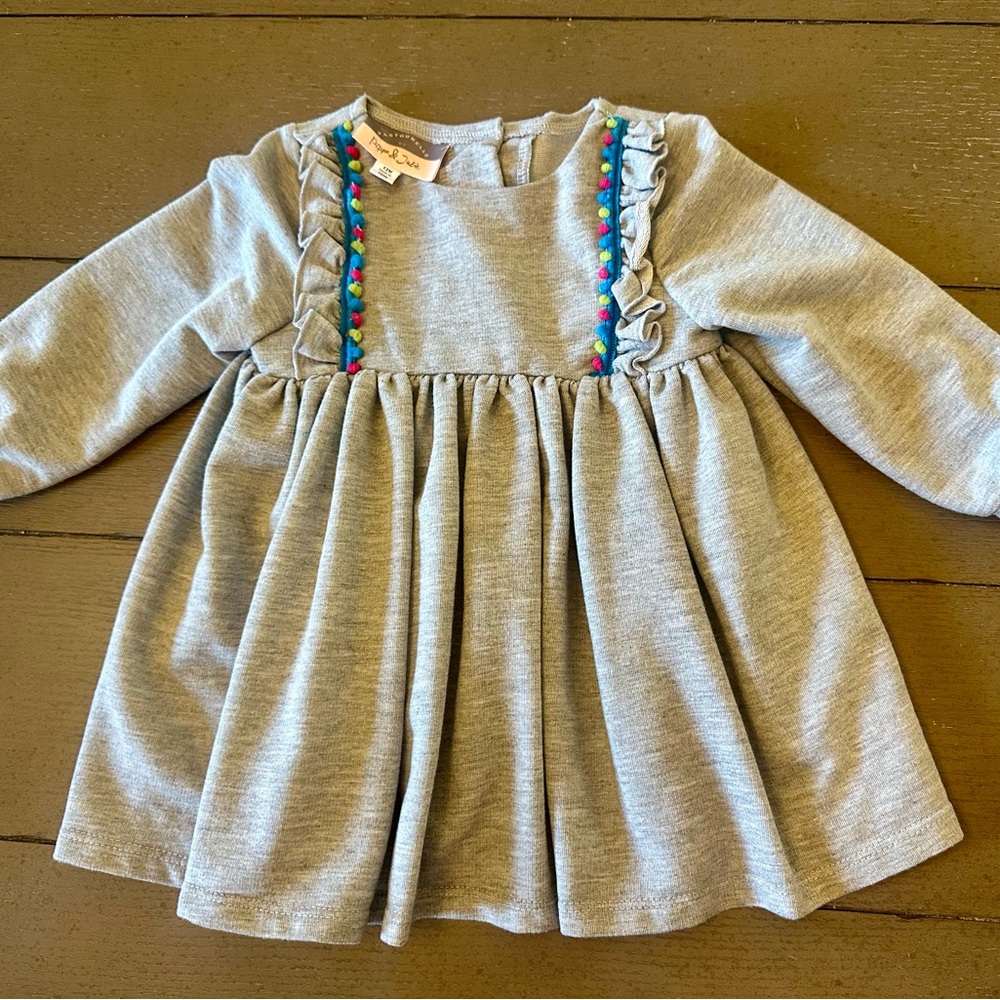 Pippa & Julie (Pastourelle)Gray Babydoll Dress with Pleated Ruffles